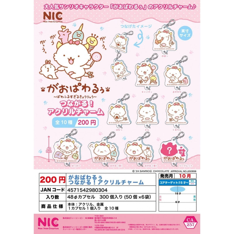 Sanrio GAOPOWERROO Connect! Acrylic Charm - 50pc assort pack