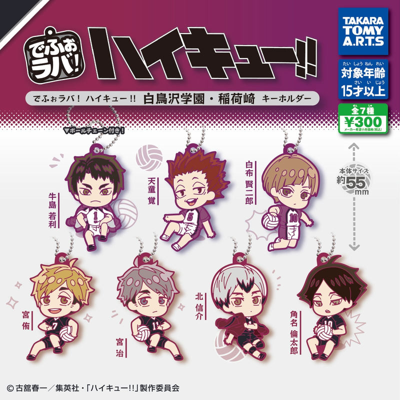 [20% OFF] Haikyu!! Shiratorizawa Gakuen Inanizaki Deformed Rubber Keychain - 40pc assort pack